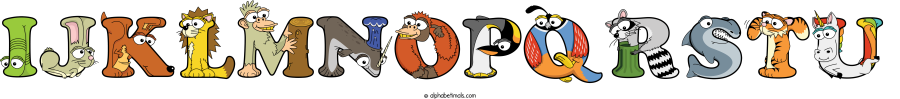 Ijklmnopqrstu animal word art spelling Ijklmnopqrstu with Alphabetimals - cartoon alphabet animals