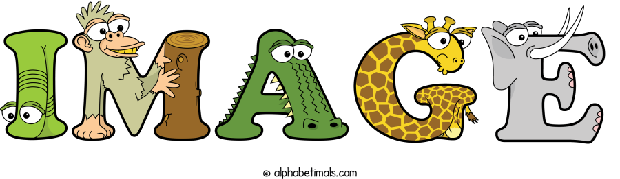 Image animal word art spelling Image with Alphabetimals - cartoon alphabet animals