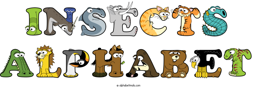 Insects Alphabet animal word art spelling Insects Alphabet with Alphabetimals - cartoon alphabet animals