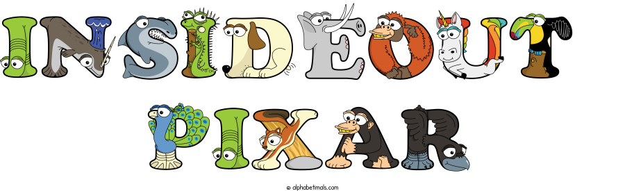 Insideout  Pixar animal word art spelling Insideout  Pixar with Alphabetimals - cartoon alphabet animals