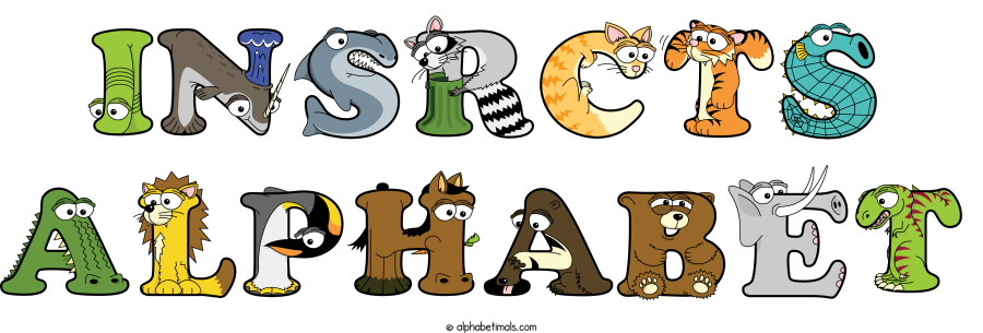 Insrcts Alphabet animal word art spelling Insrcts Alphabet with Alphabetimals - cartoon alphabet animals