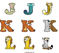 J J J K K K L L L animal word art