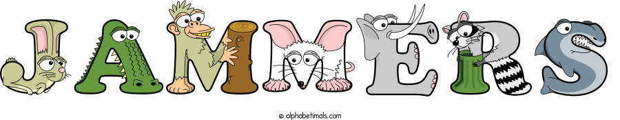 Jammers animal word art spelling Jammers with Alphabetimals - cartoon alphabet animals