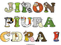 jiron-piura-cdra-i spelled using animal alphabet letters