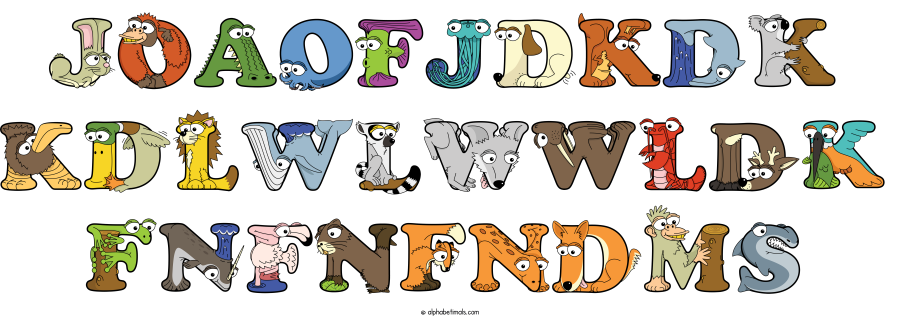 Joaofjdkdk Kdlwlwwldk Fnfnfndms animal word art spelling Joaofjdkdk Kdlwlwwldk Fnfnfndms with Alphabetimals - cartoon alphabet animals