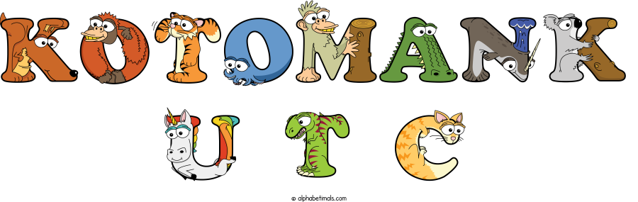 Kotomank U T C animal word art spelling Kotomank U T C with Alphabetimals - cartoon alphabet animals