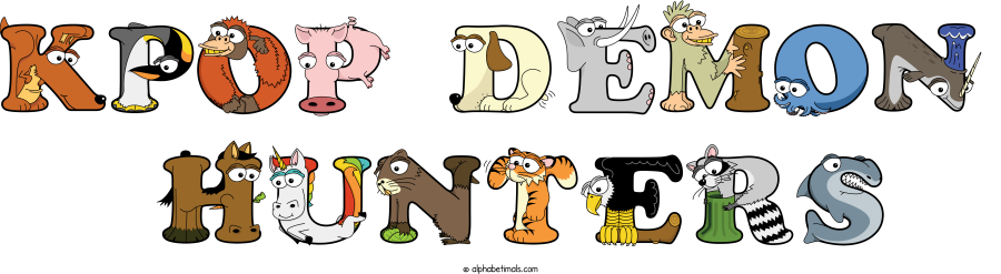 Kpop Demon  Hunters animal word art spelling Kpop Demon  Hunters with Alphabetimals - cartoon alphabet animals