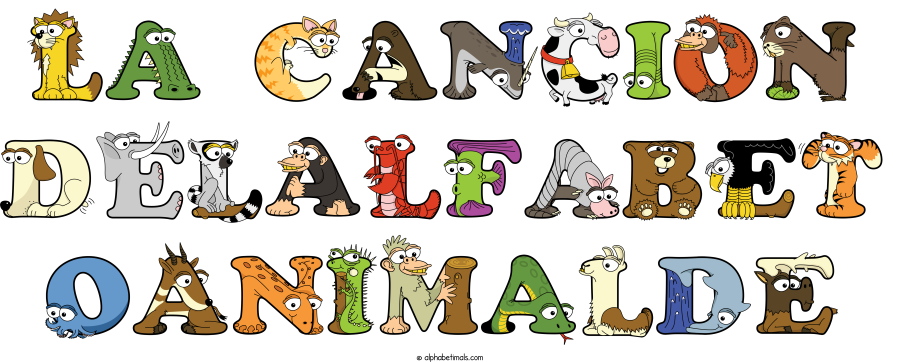 La Cancion Delalfabet Oanimalde animal word art spelling La Cancion Delalfabet Oanimalde with Alphabetimals - cartoon alphabet animals