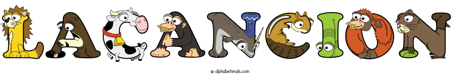 Lacancion animal word art spelling Lacancion with Alphabetimals - cartoon alphabet animals