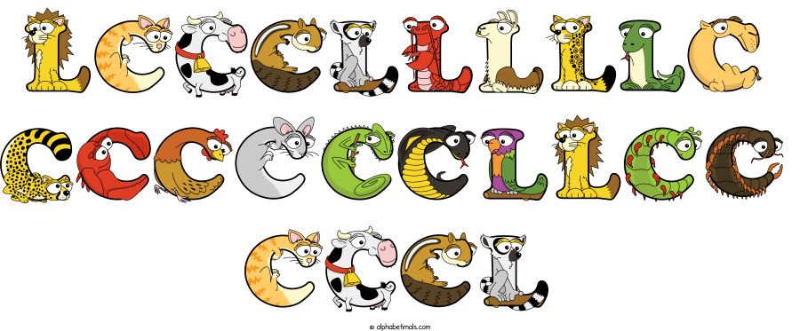 Lccclllllc Ccccccllcc Ccccl animal word art spelling Lccclllllc Ccccccllcc Ccccl with Alphabetimals - cartoon alphabet animals