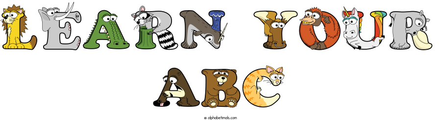 Learn Your Abc animal word art spelling Learn Your Abc with Alphabetimals cartoon alphabet animals