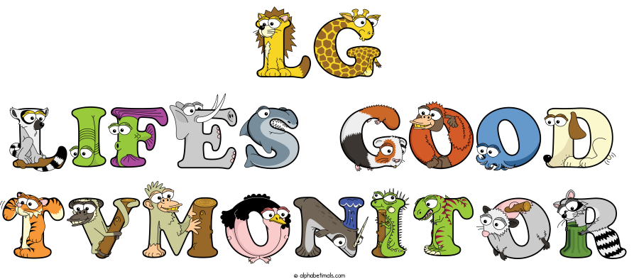 Lg Lifes Good Tvmonitor animal word art spelling Lg Lifes Good Tvmonitor with Alphabetimals - cartoon alphabet animals
