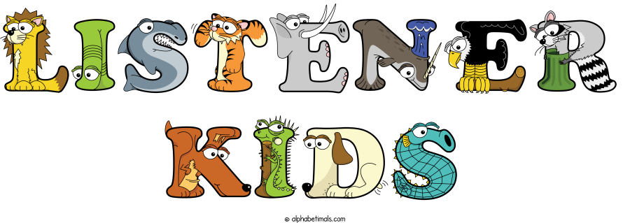 Listener Kids animal word art spelling Listener Kids with Alphabetimals - cartoon alphabet animals