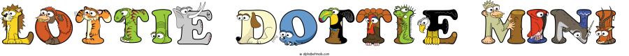 Lottie Dottie Mini animal word art spelling Lottie Dottie Mini with Alphabetimals - cartoon alphabet animals