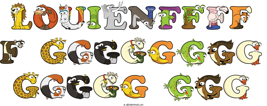 Louienffff F Gggggggg Ggggg Ggg animal word art spelling Louienffff F Gggggggg Ggggg Ggg with Alphabetimals - cartoon alphabet animals