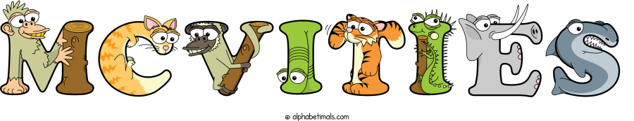 Mcvities animal word art spelling Mcvities with Alphabetimals - cartoon alphabet animals
