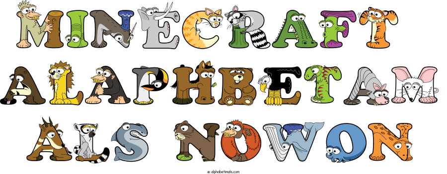 Minecraft  Alaphbetam Als Nowon animal word art spelling Minecraft  Alaphbetam Als Nowon with Alphabetimals - cartoon alphabet animals