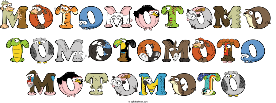 Motomotomo Tomotomoto Motomoto animal word art spelling Motomotomo Tomotomoto Motomoto with Alphabetimals - cartoon alphabet animals
