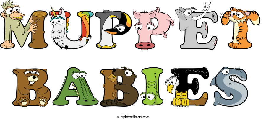 Muppet Babies animal word art spelling Muppet Babies with Alphabetimals - cartoon alphabet animals