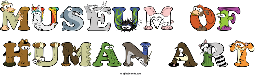 Museum Of  Human Art animal word art spelling Museum Of  Human Art with Alphabetimals - cartoon alphabet animals