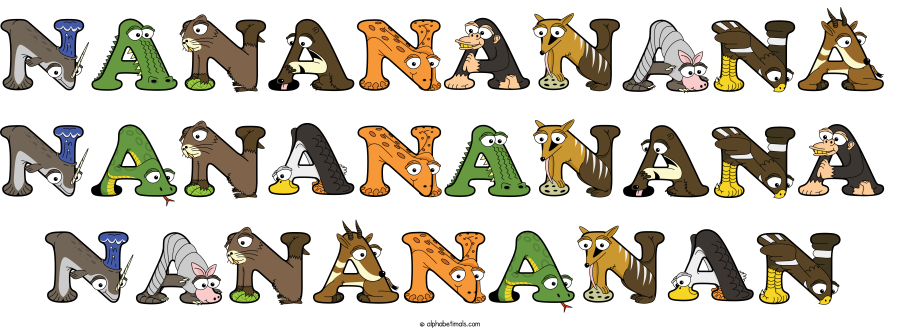 Nanananana Nanananana Nanananan animal word art spelling Nanananana Nanananana Nanananan with Alphabetimals - cartoon alphabet animals