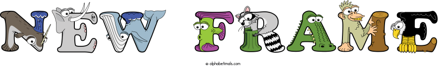 New Frame animal word art spelling New Frame with Alphabetimals - cartoon alphabet animals