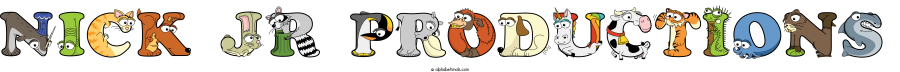 Nick Jr Productions animal word art spelling Nick Jr Productions with Alphabetimals - cartoon alphabet animals