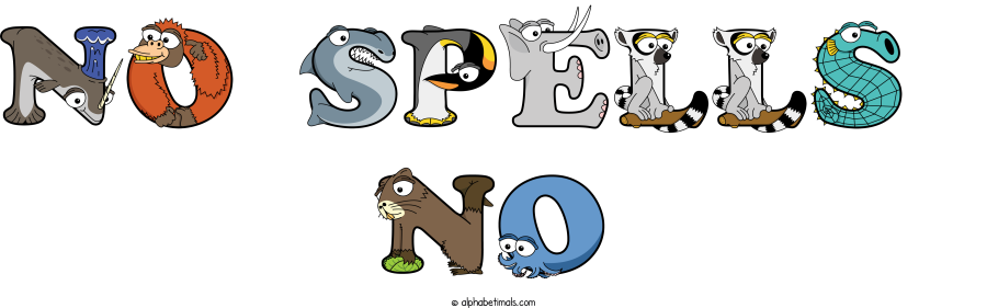 No Spells  No animal word art spelling No Spells  No with Alphabetimals - cartoon alphabet animals