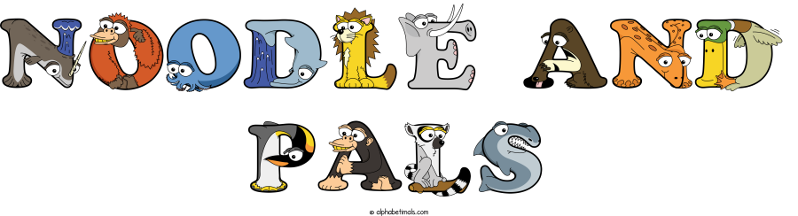 Noodle And Pals animal word art spelling Noodle And Pals with Alphabetimals - cartoon alphabet animals