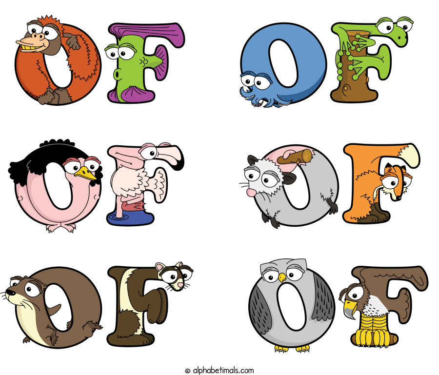 Of Of Of Of Of Of animal word art spelling Of Of Of Of Of Of with Alphabetimals - cartoon alphabet animals