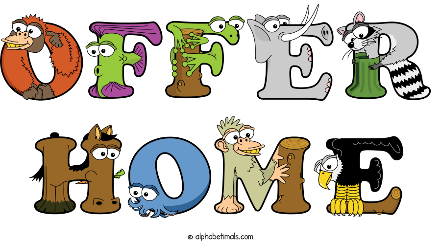 Offer Home animal word art spelling Offer Home with Alphabetimals - cartoon alphabet animals