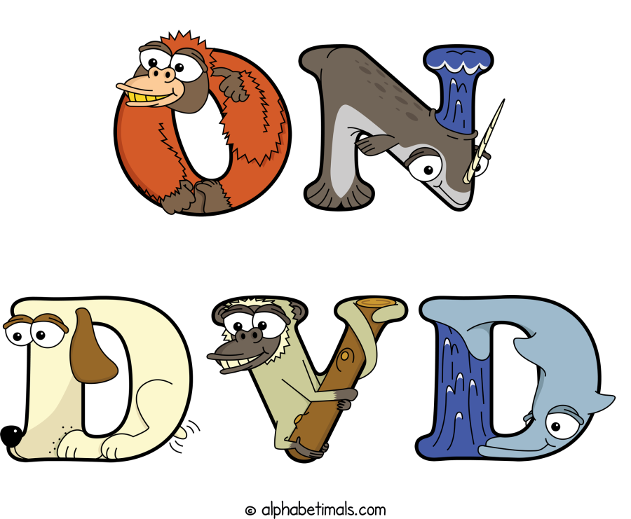 On Dvd animal word art spelling On Dvd with Alphabetimals - cartoon alphabet animals