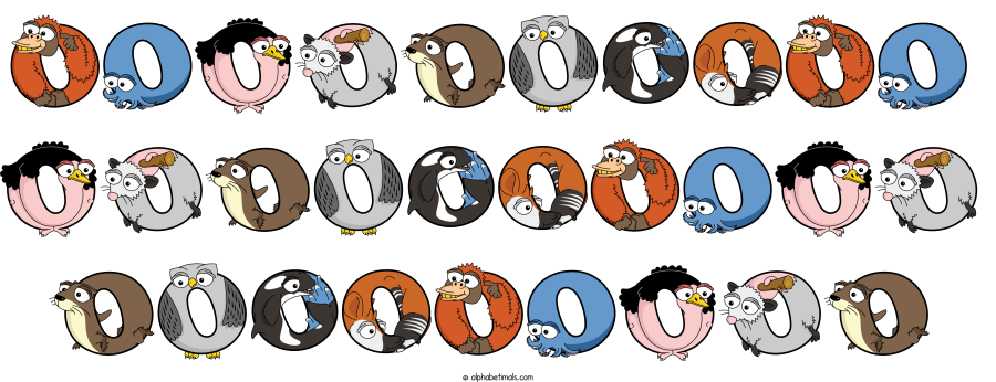 Oooooooooo Oooooooooo Ooooooooo animal word art spelling Oooooooooo Oooooooooo Ooooooooo with Alphabetimals - cartoon alphabet animals