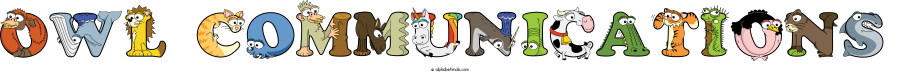 Owl Communications animal word art spelling Owl Communications with Alphabetimals - cartoon alphabet animals