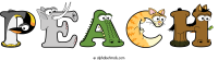 peach animal word art