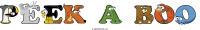 peek-a-boo spelled using animal alphabet letters