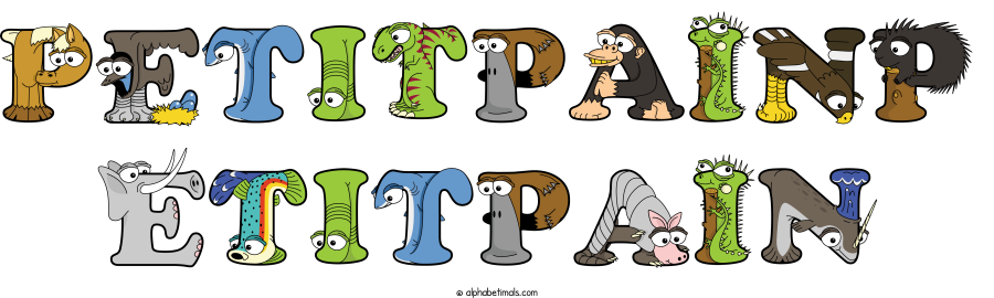 Petitpainp Etitpain animal word art spelling Petitpainp Etitpain with Alphabetimals - cartoon alphabet animals
