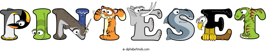 Pinteset animal word art spelling Pinteset with Alphabetimals - cartoon alphabet animals