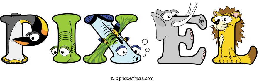 Pixel animal word art spelling Pixel with Alphabetimals - cartoon alphabet animals
