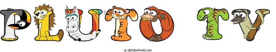 Pluto Tv animal word art spelling Pluto Tv with Alphabetimals - cartoon alphabet animals