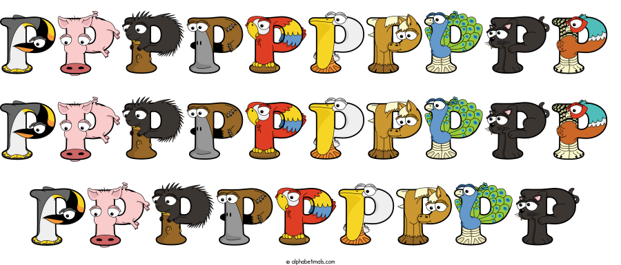 Pppppppppp Pppppppppp Ppppppppp animal word art spelling Pppppppppp Pppppppppp Ppppppppp with Alphabetimals - cartoon alphabet animals