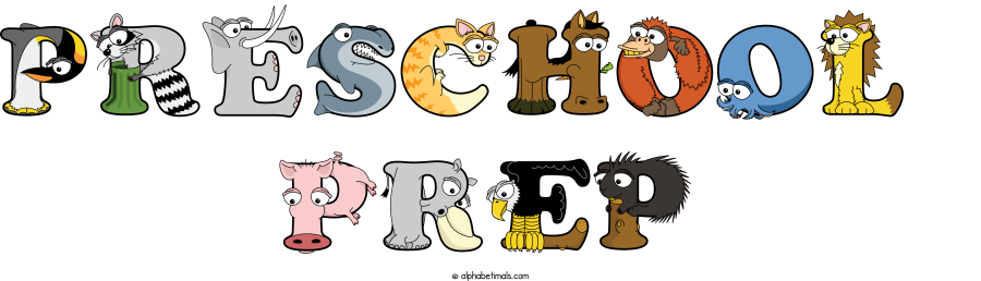 Preschool  Prep animal word art spelling Preschool  Prep with Alphabetimals - cartoon alphabet animals