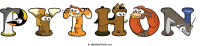 python spelled using animal alphabet letters