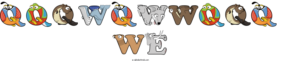 Qqqwqwwqqq We animal word art spelling Qqqwqwwqqq We with Alphabetimals - cartoon alphabet animals