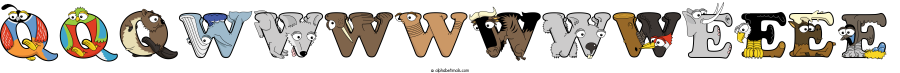 Qqqwwwwwwweeee animal word art spelling Qqqwwwwwwweeee with Alphabetimals - cartoon alphabet animals