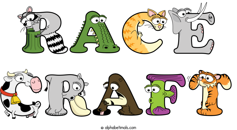 Race Craft animal word art spelling Race Craft with Alphabetimals - cartoon alphabet animals