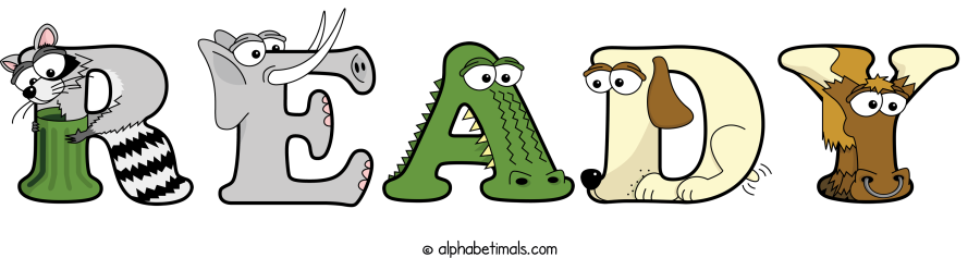 Ready animal word art spelling Ready with Alphabetimals - cartoon alphabet animals