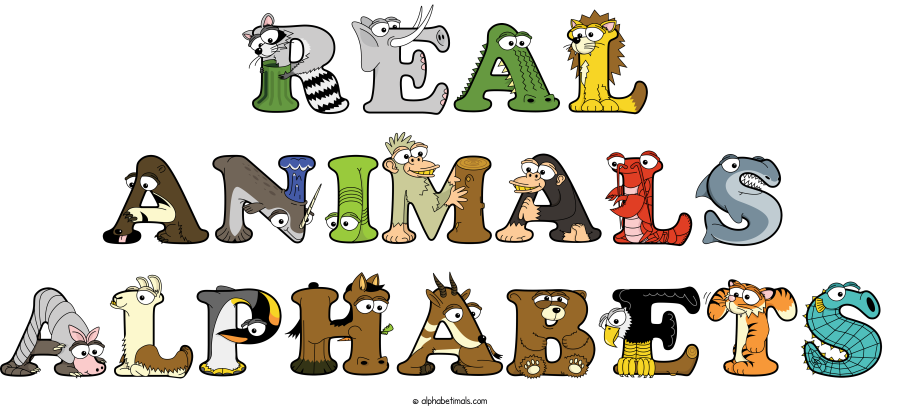 Real Animals Alphabets animal word art spelling Real Animals Alphabets with Alphabetimals - cartoon alphabet animals