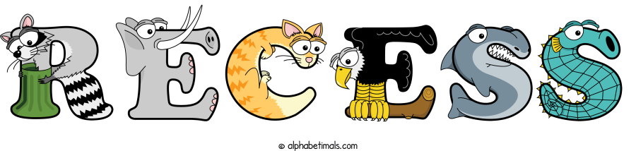 Recess animal word art spelling Recess with Alphabetimals cartoon alphabet animals