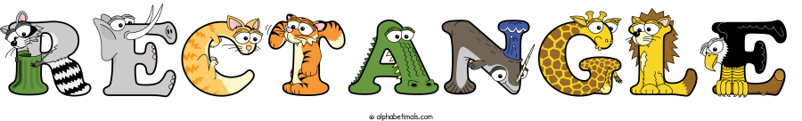 Rectangle animal word art spelling Rectangle with Alphabetimals - cartoon alphabet animals